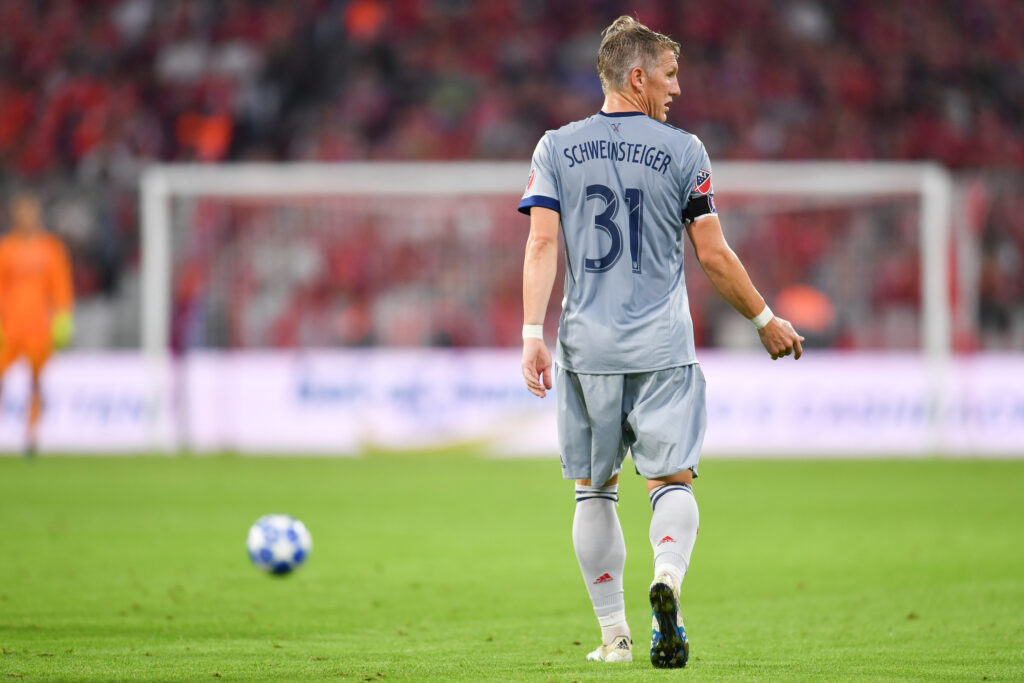 MUNICH, GERMANY - AUGUST 28: Bastian Schweinsteiger of Chicago Fire during the friendly match between FC Bayern Muenchen and Chicago Fire at Allianz Arena on August 28, 2018 in Munich, Germany. Copyright Carsten Harz - www.carstenharz.com