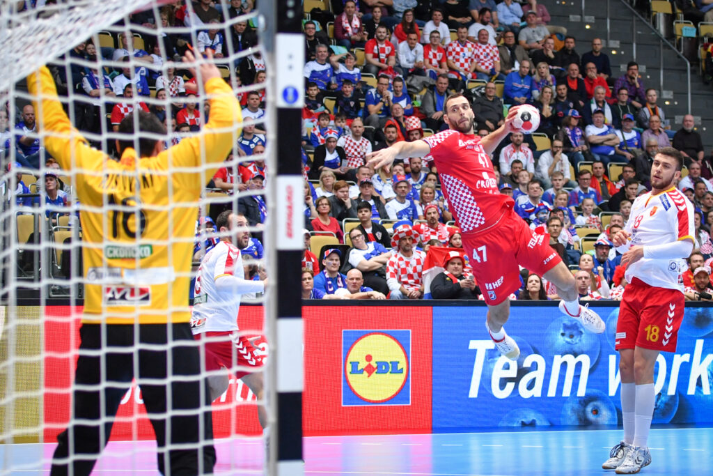 MUNICH, GERMANY - JANUARY 14: Jakov Vrankovic during the 26th IHF Men's World Championship group B match between Croatia and FYR Macedonia at Olympiahalle on January 14, 2019 in Munich, Germany. Copyright Carsten Harz - www.carstenharz.com