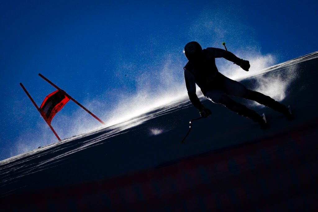 KITZBUEHEL, AUSTRIA - JANUARY 23: Matthieu Bailet of France during a training session for the Audi FIS Alpine Ski World Cup - Men's Downhill Training on January 23, 2020 in Kitzbuehel, Austria. Copyright Carsten Harz - www.carstenharz.com